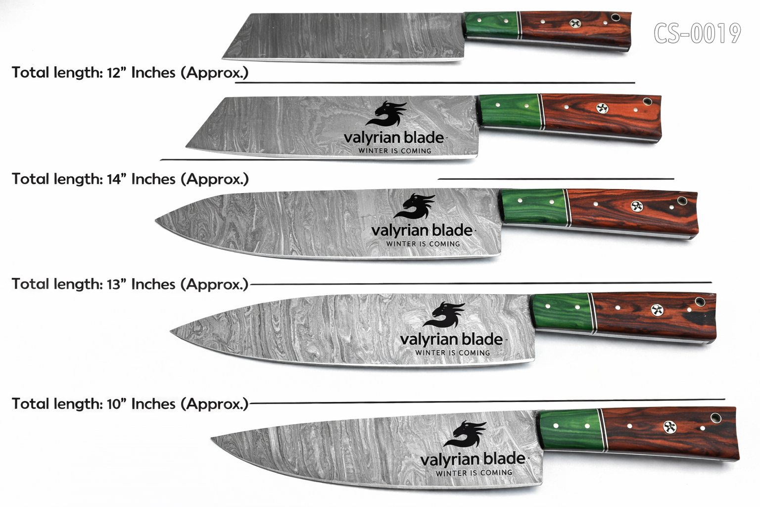 Handmade Damascus Kitchen Knife Set with wood handle and Damascus Stee1 – VALYRIAN BLADE