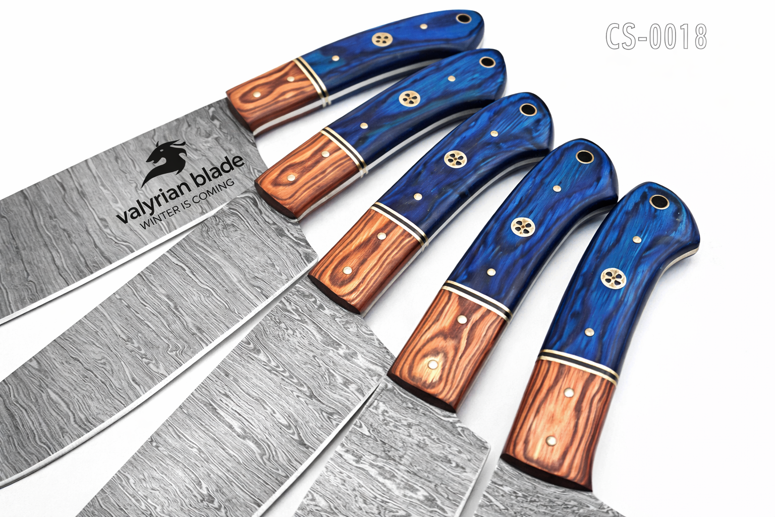 Handmade Damascus Kitchen Knife Set with wood handle and Damascus Stee1 – VALYRIAN BLADE