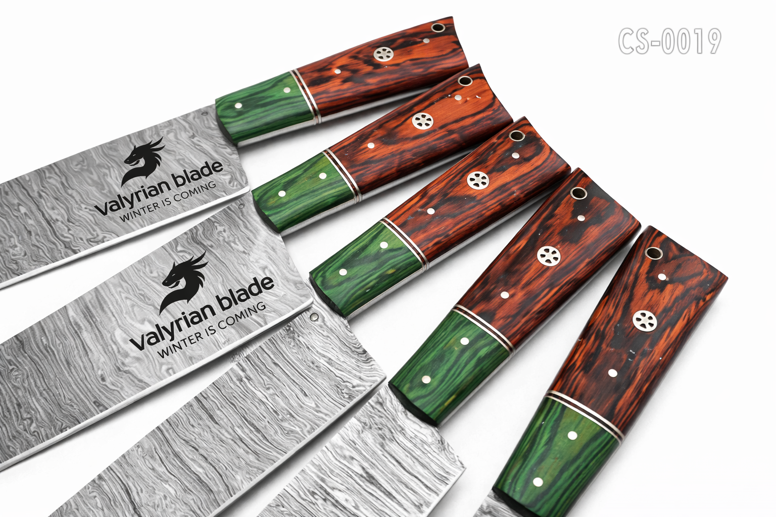 Handmade Damascus Kitchen Knife Set with wood handle and Damascus Stee1 – VALYRIAN BLADE