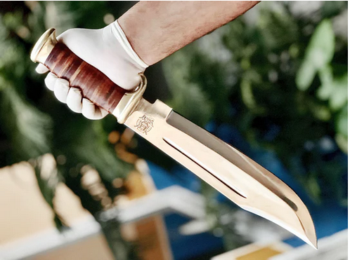 Large Handmade Forged Crocodile Dundee Knife D2 Steel Blade with1 – VALYRIAN BLADE