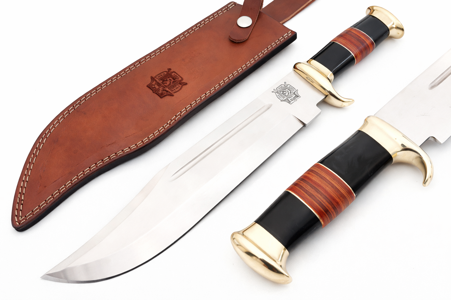 Large Handmade Forged Crocodile Dundee Knife With Horn and Leathe5 – VALYRIAN BLADE